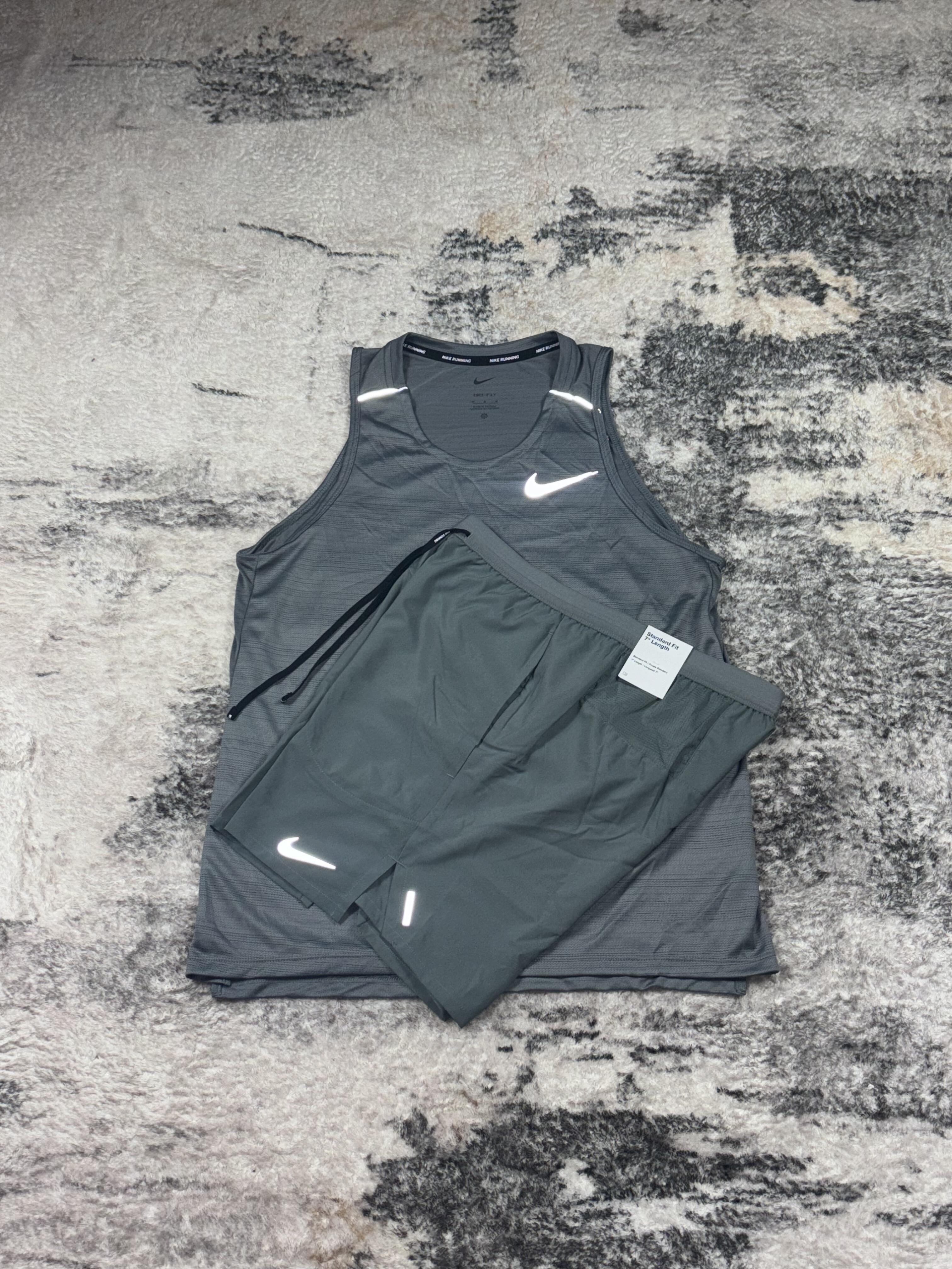 Nike miler vest & flex set grey