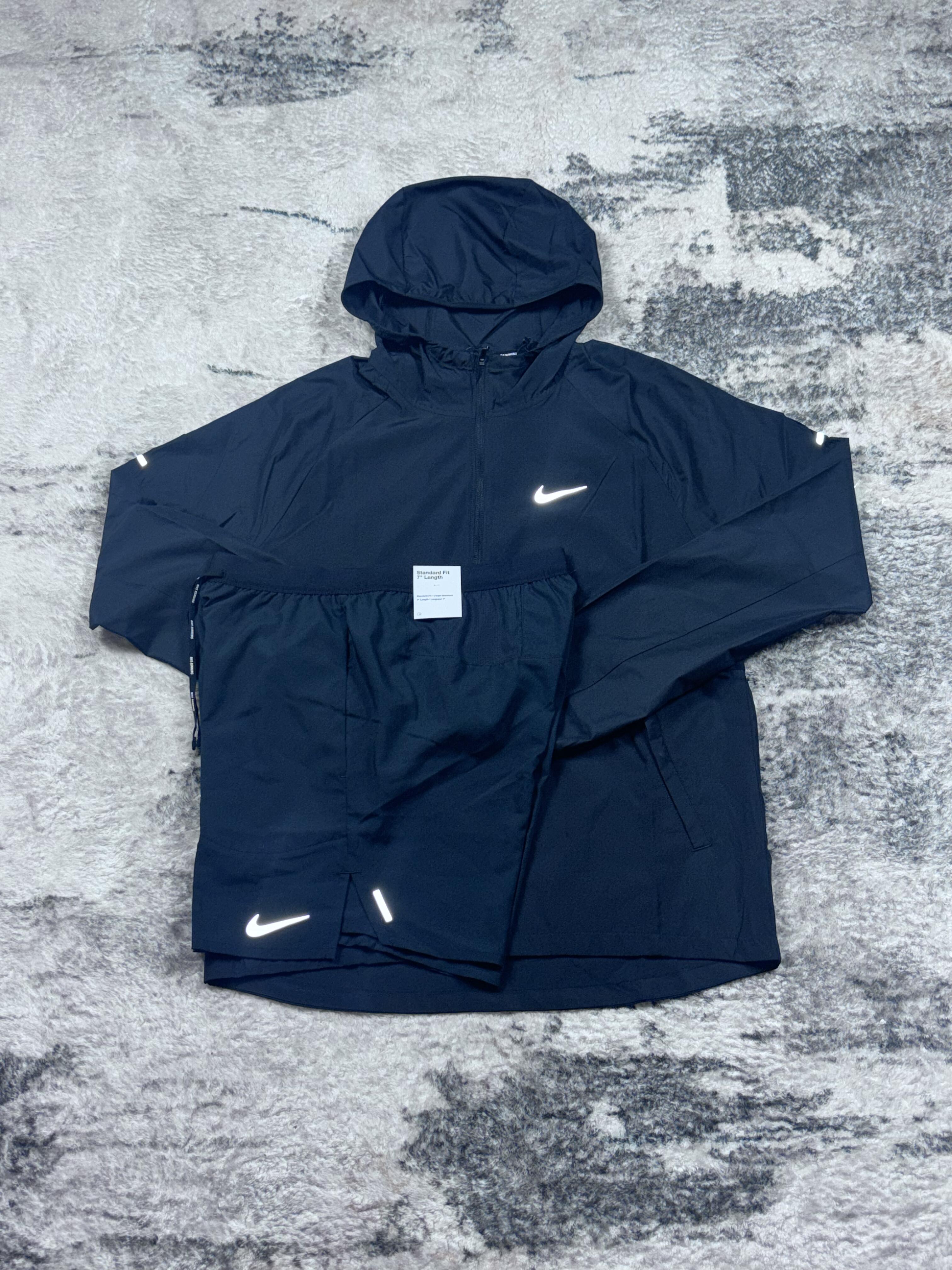 Nike miler jacket & shorts set black